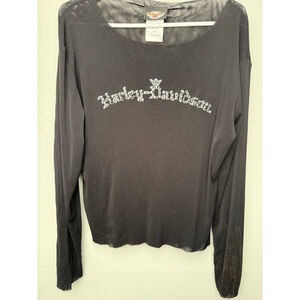 Women's Harley-Davidson Long Sleeve Top Black/Silver Size L